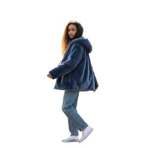 RARE Carolina Belle Montreal Blue Plush Hoodie Jacket Set Sz M